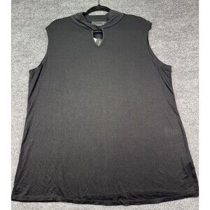 Antthony Black Sleeveless Tunic Top Size XL Keyhole Neck Stretch Knit Blouse NWT